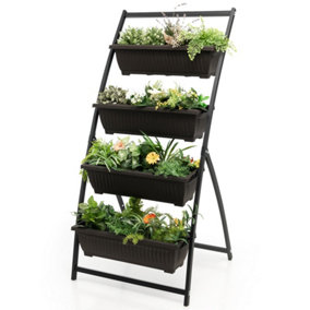 Costway 163CM 4-Tier Vertical Raised Garden Bed Elevated Planter Box w/4 Container Boxes