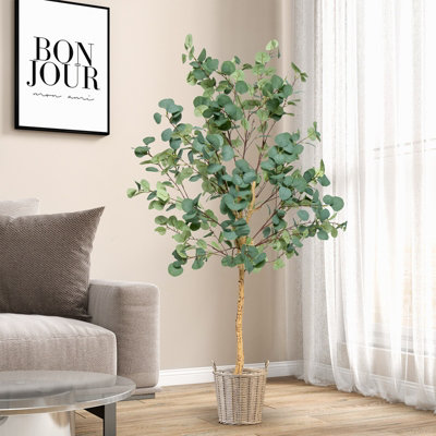 Costway 165cm Artificial Eucalyptus Tree Fake Decorative Houseplant with Plastic Pot - 3