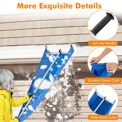 Costway 170-750CM Snow Roof Rake Adjustable Snow Cleaning Tool Lightweight Roof Rake - 8