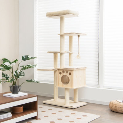 Costway 170 cm Modern Cat Tree Tower Cat Climbing Activity Center w/ Scratching Posts