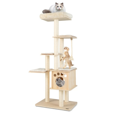 Costway 170 cm Modern Cat Tree Tower Cat Climbing Activity Center w/ Scratching Posts