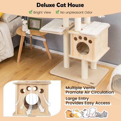Costway 170 cm Modern Cat Tree Tower Cat Climbing Activity Center w/ Scratching Posts - 7