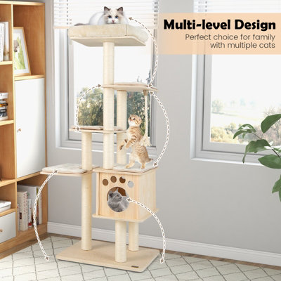 Costway 170 cm Modern Cat Tree Tower Cat Climbing Activity Center w/ Scratching Posts - 8