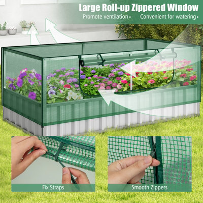 Costway 174x90x70CM Outdoor Greenhouse Rectangular Planter Box Kit Garden Raised Bed - 5