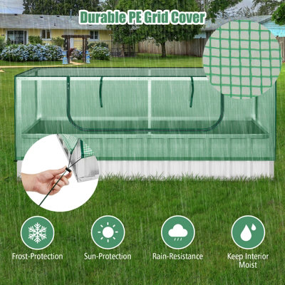 Costway 174x90x70CM Outdoor Greenhouse Rectangular Planter Box Kit Garden Raised Bed - 6