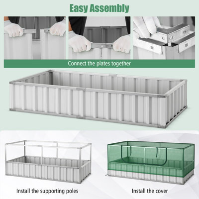 Costway 174x90x70CM Outdoor Greenhouse Rectangular Planter Box Kit Garden Raised Bed - 8