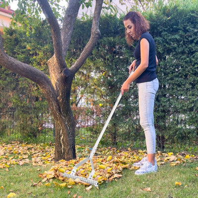 COSTWAY 178 cm Garden Thatch Rake 50 cm Wide Aluminum Lawn Loosening ...