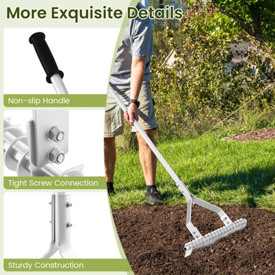 COSTWAY 178 cm Garden Thatch Rake 50 cm Wide Aluminum Lawn Loosening ...