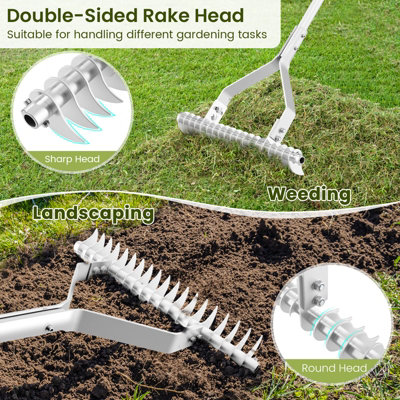 BARAYSTUS Cultivateur à main, cultivateur à main robuste de 145 cm de long en acier au carbone