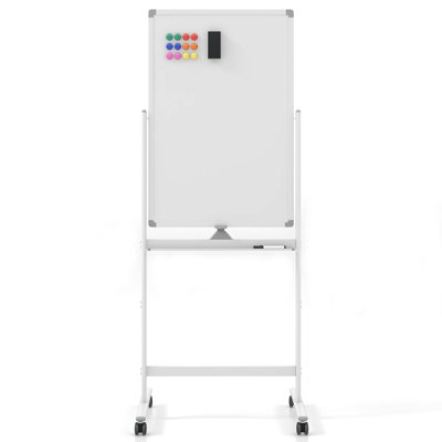 Costway 178cm Tall Double-Sided Magnetic Mobile Whiteboard Adjustable Rolling Erase Board W/ Marker