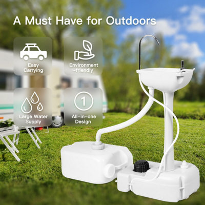 Costway 17L Water Capacity Portable Camping Sink Hand Wash Basin Stand W/ Running Faucet - 3