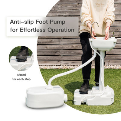 Costway 17L Water Capacity Portable Camping Sink Hand Wash Basin Stand W/ Running Faucet - 6