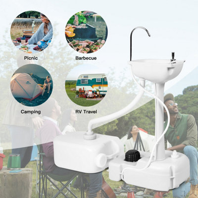 Costway 17L Water Capacity Portable Camping Sink Hand Wash Basin Stand W/ Running Faucet - 9