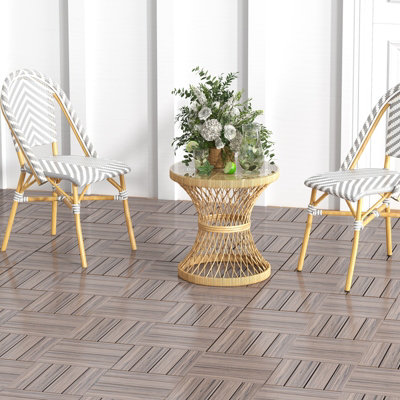 COSTWAY 18 PCS Interlocking Deck Tiles Outdoor All Weather Flooring Covering 30 x 30cm-Grey