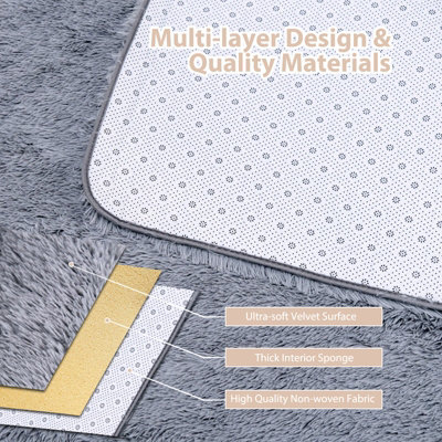 Costway 180 x 120cm Modern Soft Shag Rug Ultra Soft Fluffy Throw Carpets - 7