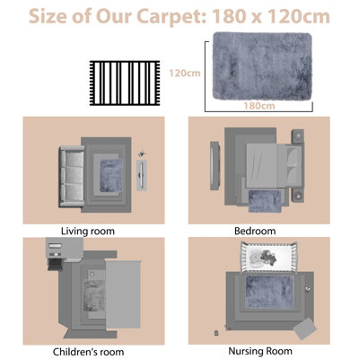 Costway 180 x 120cm Modern Soft Shag Rug Ultra Soft Fluffy Throw Carpets - 9