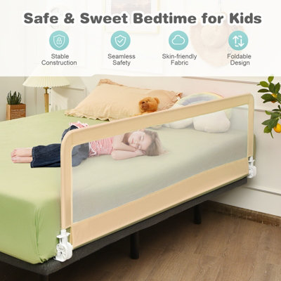 Costway 150cm Extra Long Toddler Safety Bed Rail Folding Protection  Anti-Fall Bed Guard