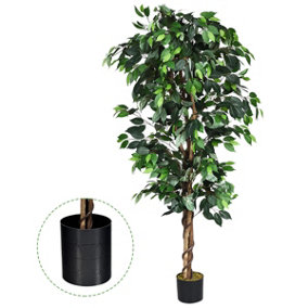 Costway 180cm Ficus Tree Artificial Plant Decorative Plant Artificial Tree Houseplant
