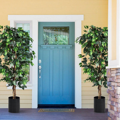 Costway 180cm Ficus Tree Artificial Plant Decorative Plant Artificial Tree Houseplant - 5
