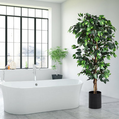 Costway 180cm Ficus Tree Artificial Plant Decorative Plant Artificial Tree Houseplant - 6