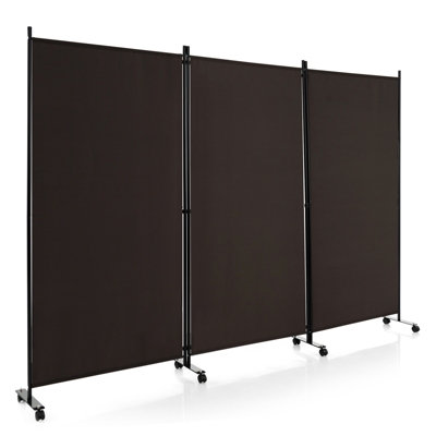 Costway 180cm Freestanding Room Divider 3 Panel  Rolling Privacy Screens for Indoor