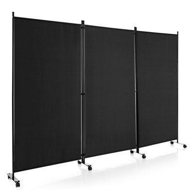 Costway 180cm Freestanding Room Divider 3 Panel Rolling Privacy Screens for Indoor