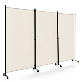 Costway 180cm Freestanding Room Divider 3 Panel Rolling Privacy Screens for Indoor