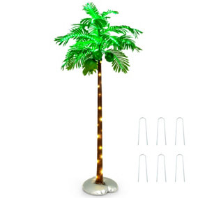 Costway 180cm LED Lighted Artificial Palm Tree Hawaiian-Style Tropical Palm Tree
