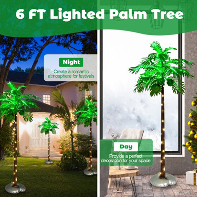 Costway 180cm LED Lighted Artificial Palm Tree Hawaiian-Style Tropical Palm Tree - 6
