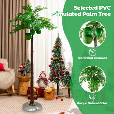 Costway 180cm LED Lighted Artificial Palm Tree Hawaiian-Style Tropical Palm Tree - 7