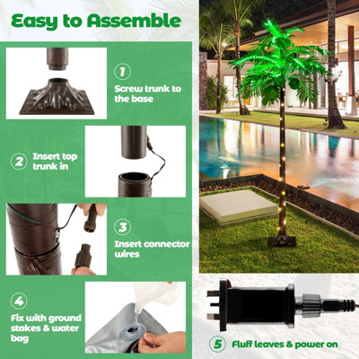 Costway 180cm LED Lighted Artificial Palm Tree Hawaiian-Style Tropical Palm Tree - 9