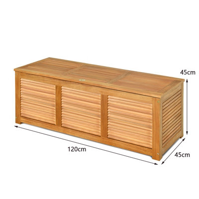 Costway 180L Storage Box Outdoor Patio Deck Wooden Garden Bench for Cushions & Tools