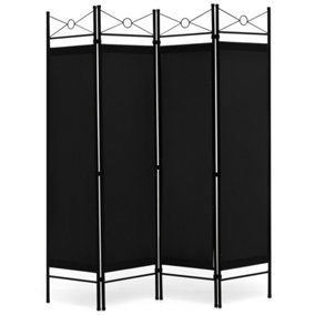 Costway 182cm Room Divider 4-Panel Folding Steel Frame Privacy Screen Freestanding Protective Partition