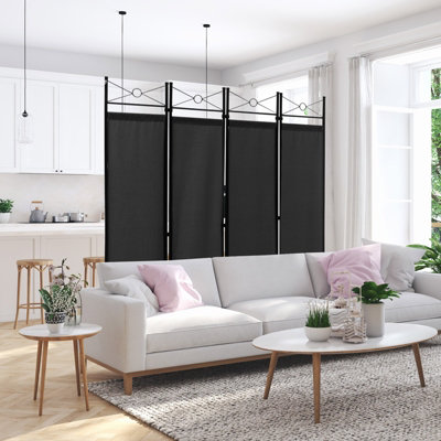 Costway 182cm Room Divider 4-Panel Folding Steel Frame Privacy Screen ...