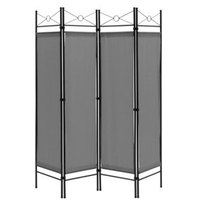 Costway 182cm Room Divider 4-Panel Folding Steel Frame Privacy Screen Freestanding Protective Partition
