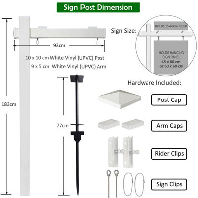 Costway 183 cm Real Estate Sign Post UPVC Realtor Yard Sign Post for Garage Sale Signs