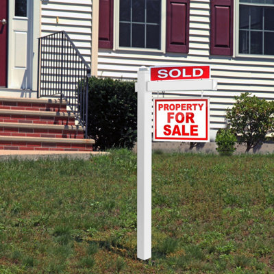 Costway 183 cm Real Estate Sign Post UPVC Realtor Yard Sign Post for Garage Sale Signs - 3
