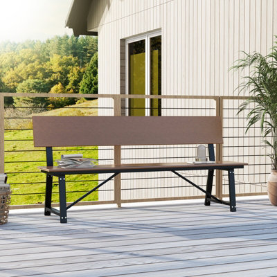 Costway 183cm Outdoor Garden Bench 4-Person Patio Long Chair w/ HDPE ...