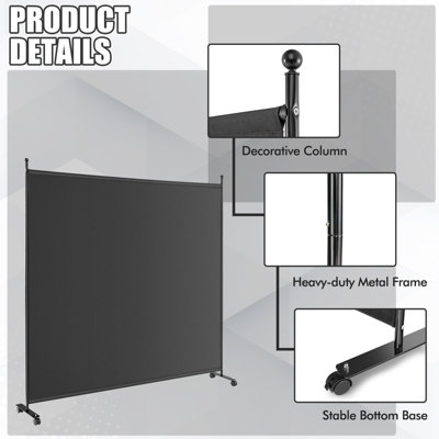 Costway 184cm Single Panel Room Divider Rolling Privacy Screen w ...