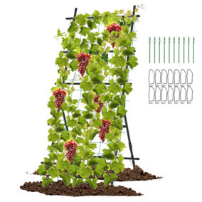 Costway 187cm Tall Garden Trellis for Cucumber Climbing Plants Vertical Plant Support Stand w/ Netting