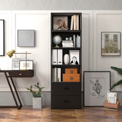 Tall bookshelf store with drawers