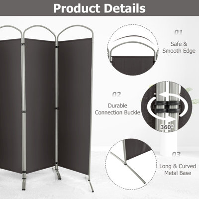 Costway 188cm Folding Privacy Screen 4-Panel Room Divider Privacy ...