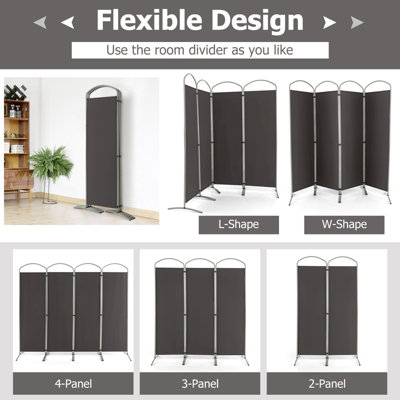 Costway 188cm Folding Privacy Screen 4-Panel Room Divider Privacy ...