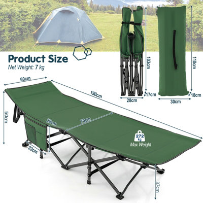Costway 190 x 70 cm Folding Camping Cot Adults Portable Travel Sleeping Cot w/ Carry Bag