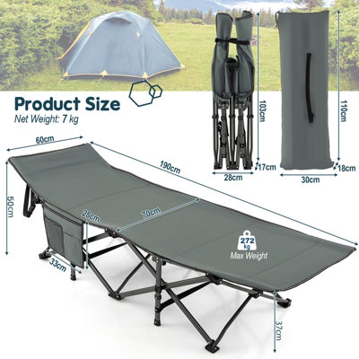 Costway 190 x 70 cm Folding Camping Cot Adults Portable Travel Sleeping Cot w/ Carry Bag