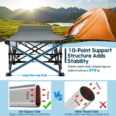 Costway 190 x 70 cm Folding Camping Cot Adults Portable Travel Sleeping Cot w/ Carry Bag - 7
