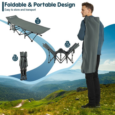 Costway 190 x 70 cm Folding Camping Cot Adults Portable Travel Sleeping Cot w/ Carry Bag - 8