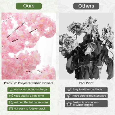 Costway 190cm Tall Artificial Cherry Blossom Tree Faux Floral Plant Indoor Decor - 6