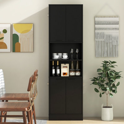 COSTWAY 190cm Tall Kitchen Pantry Cabinet Freestanding Cupboard with Doors & Shelves