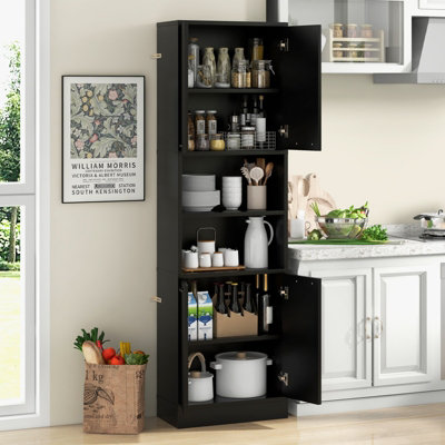 COSTWAY 190cm Tall Kitchen Pantry Cabinet Freestanding Cupboard with Doors Shelves